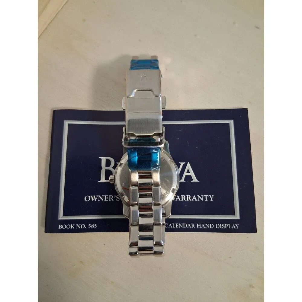 Bulova Women's Silver Stainless Steel Watch 22mm Quartz Crystal Accent 96X006